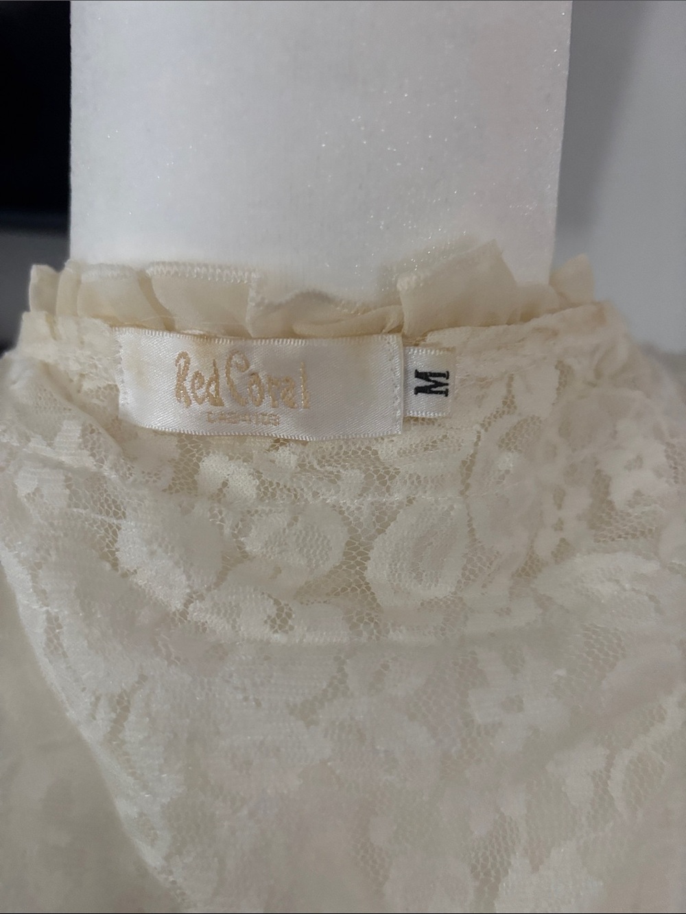 Vintage Ivory Ruffle Lace Button-Front Cardigan - Picture 6 of 6